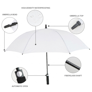 Paraguas de golf blanco de 62 pulgadas con estampado de mariposas, apertura manual, de nailon, recto, para protección contra el sol y la lluvia. - Product Image 2