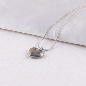 Stainless Steel Heart Pendant Necklace 8MM 10MM 12MM 16MM <b>Mirror</b> Finish Clavicle <b>Chain</b> Unisex Gift Jewelry - Product Image 3
