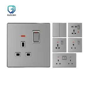 Facoty Price UK Standard Electrical Wall Switch 1 Gang 13A with 2 USB Switch Socket with ISO CE IEC Certificate