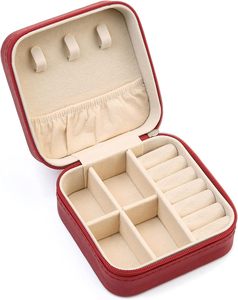 Boîte à bijoux portable de voyage, mini boîte à bijoux en cuir, boîte de rangement, boîte <span class=keywords><strong>cadeau</strong></span> pour filles et femmes, pour boucles d'oreilles, colliers, <span class=keywords><strong>cadeau</strong></span> promotionnel - Product Image 1