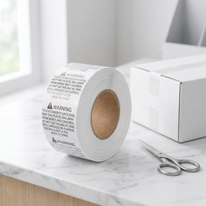 Etiqueta de advertencia universal para bolsas de plástico, 50x30 mm, 800 rollos, pegatinas adhesivas de advertencia de seguridad - Product Image 1