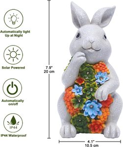 Estatua <span class=keywords><strong>de</strong></span> Conejo <span class=keywords><strong>de</strong></span> Resina para Jardín, con 7 Luces LED, Decoración Navideña para Césped, Patio, Balcón, Adorno Artístico - Product Image 4