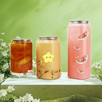 Bouteille de soda personnalisée de 500ml 650ml en plastique rond transparent boîtes de jus de fruits et de thé pour animaux de compagnie pour soda