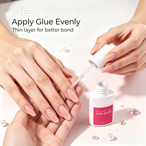 Pegamento para Uñas Super Fuerte para Uñas Postizas y Puntas de Uñas, 4 Tubos |   Pegamento para uñas de 28 ml con pincel - No requiere UV, aplicador de precisión con pincel - Product Image 3