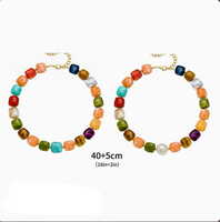 Conjunto de Joyería de Estilo Bohemio Colorido a Bajo Precio con una Pulsera de Ojo de Tigre con Cuentas y un Collar de Piedra Natural
