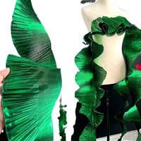Tissu plissé effet eau, brillant métallique, orné de vagues, grande dentelle, pour créateur, DIY, couture, robe de mariée, décoration