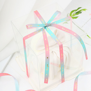 Satin Ribbon Gradient Rainbow Forever Love 15mm For Gift Wrapping Valentine's Day Decoration - Product Image 3