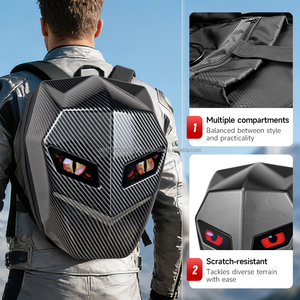 Sac à dos de moto LED pour la sécurité nocturne avec affichage d'animations programmables et chargeur de batterie externe, sac à dos pour casque intégral 5V - Product Image 3