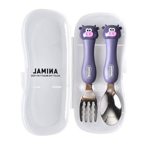 Ensemble cuillère et fourchette pour enfants, best-seller, dessin animé, pour enfants d'âge primaire, portable, ensemble de couverts animaux de dessin animé - Product Image 1