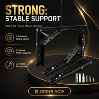 Support d'étagère pliable noir mural, support triangulaire pliable en métal, bras de suspension pour étagère