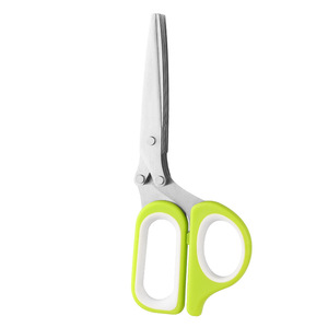 Five Layer Stainless Steel Kitchen Scissors Multi Functional Vegetable Chopper With Cleaning Brush For Easy Maintenance - Product Image 2