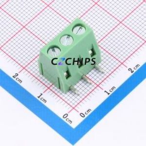 XY128R-A-5.0-3P <b>Screw</b> Terminal <b>Block</b> Bent Lead Through Hole,P=5mm Connector 1x3P 5mm Green Right Angle Insert - Product Image 1
