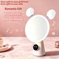 Miroir de maquillage intelligent avec haut-parleur 5.3, lumière d'appoint, luminosité réglable, interaction vocale IA, chargement sans fil, utilisation en extérieur