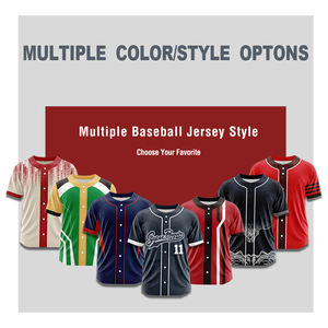 Venta al por mayor sublimación bordado logotipo béisbol Jersey equipo <span class=keywords><strong>V</strong></span> cuello hombres uniforme de béisbol en blanco botón completo camisa de béisbol - Product Image 2