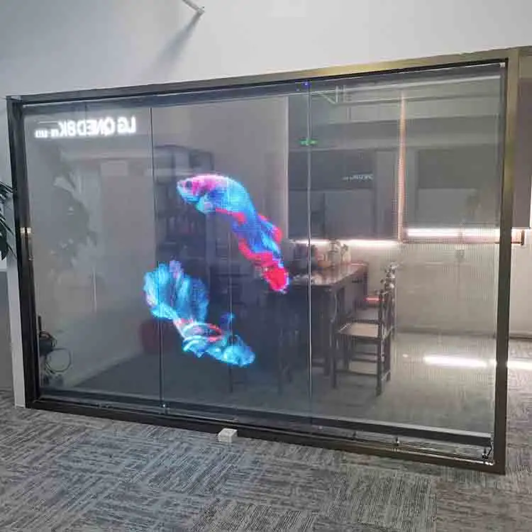 P6 P8 P10 advertisement display indoor flexibility on glass transparent LED crystal film screen