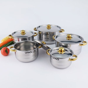 Juego de ollas para sopa de doble oreja de 18-26cm, juego de 5 piezas de acero inoxidable con tapa de vidrio para <span class=keywords><strong>estufa</strong></span> de <span class=keywords><strong>gas</strong></span> y cocina de inducción - Product Image 6