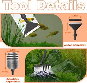 Seaoura SR-513 7 en 1 Multifonctionnel Fish Tank <span class=keywords><strong>Aquarium</strong></span> Cleaner Outils Kit Accessoires Algues Grattoir Scrubber Pad Cleaner Set - Product Image 4