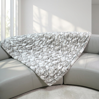Plaids en fausse fourrure de lapin moelleux double face gris et blanc marbré Zhengtai