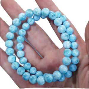Mien 2024 New Arrival Premium Quality Men Women Jewelry Natural Stone Bead Larimar Carved Shadow Carving Gemstone <b>Bracelet</b> <b>Love</b> - Product Image 2