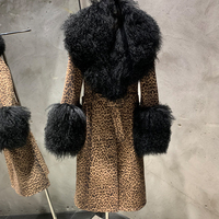 Winter Flauschige Mongolische Lange Mäntel Echte Lange Lederjacke Damen Pelzkragen Lederjacken
