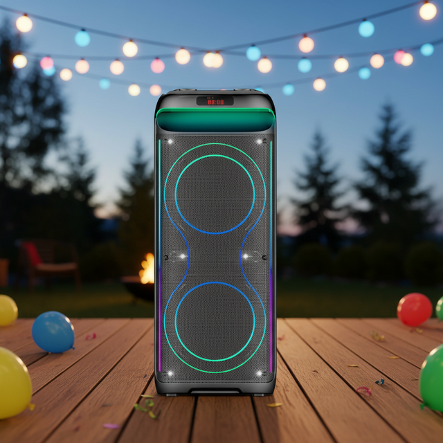 Floorstanding High-Power Column Speaker Amplifier with RGB LED Lighting USB for Full-Range Party Outdoor Use Home Theater