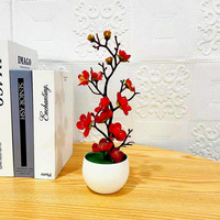 1pcs Bonsaï Fleurs de Soie Prune Plantes Artificielles en Pot Fleurs Simulation Branche de Prune d'Hiver Vases Décoration de Maison de Mariage