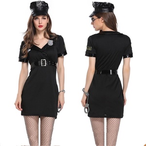 Cosplay di Halloween caldo nero donna Sexy Costume della polizia <span class=keywords><strong>poliziotta</strong></span> gioco di ruolo uniforme poliziotto donna Mini abito - Product Image 4