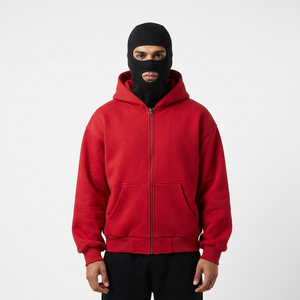 Sweat à capuche mode automne-hiver avec double capuche et masque ninja cagoule 100% coton, vêtement d'extérieur personnalisé à fermeture éclair pour hommes et femmes - Product Image 1