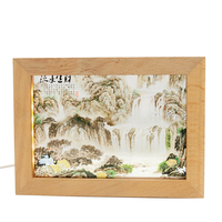 Creative 3D bois cadre photo veilleuse USB port bois LED lampe de bureau mignon anime acrylique cadre photo veilleuse