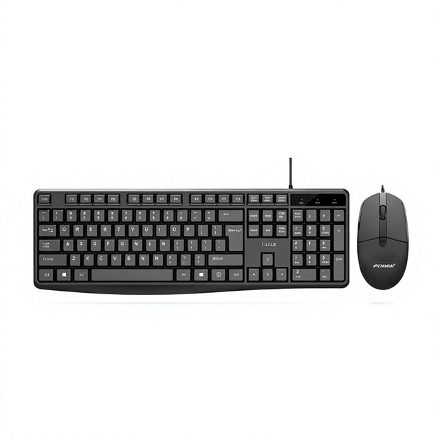 FV69 Wired Keyboard and Mouse Set Portable Waterproof Ergonomic Desktop Combo for Business Use in Stock