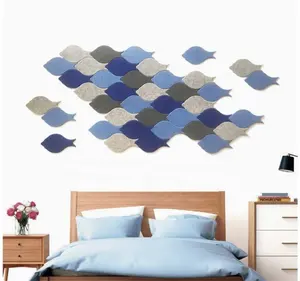 Nórdico moderno minimalista hogar sofá TV Fondo pared decoración pez en forma de fieltro autoadhesivo 3D pegatinas de pared