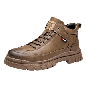 Bottes de combat pour hommes en cuir véritable, bout rond, doublure en fourrure, semelle en caoutchouc antidérapante, chaussures chaudes d'hiver pour l'extérieur - Product Image 5