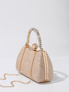 2026 New Arrival Luxury Women's Hard Polyester <b>Sequin</b> Classic Evening <b>Bag</b> Phone/ID Compartment Fashionable Golden Chain Magnetic - Product Image 2