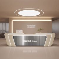 Hôtel de luxe en acier inoxydable hall réception ongles pédicure Spa caissier Center Salon de beauté hôpital Led comptoir de réception