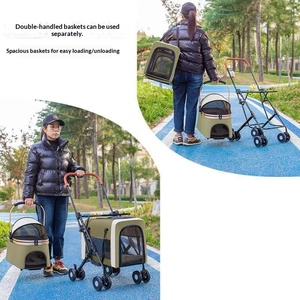 Poussette pliable multi-niveaux réglable et détachable en fer, imperméable, pour animaux de compagnie, <span class=keywords><strong>chien</strong></span>, chat, chiot - Product Image 2