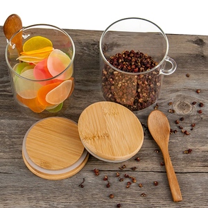 PROMOTION EXCEPTIONNELLE : Boîte hermétique en bambou avec couvercle torsadé en <span class=keywords><strong>bois</strong></span> et cuillère en <span class=keywords><strong>bois</strong></span>, idéale pour le rangement des bonbons et des aliments dans la cuisine. - Product Image 5