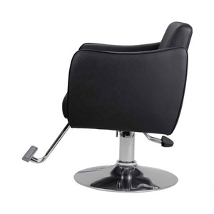 Silla de Barbero de Cuero PU Negra, Silla de Estilismo Hidráulica para Salón, Silla Giratoria Ajustable con Base Redonda de Metal - Product Image 3