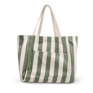 Borse in tela a righe all'ingrosso, riutilizzabili, economiche, extra large, personalizzabili per la stampa, borse tote per la spesa, marca OLA OLA - Product Image 3
