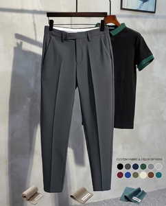 Nouveau <span class=keywords><strong>pantalon</strong></span> décontracté droit <span class=keywords><strong>pour</strong></span> homme, léger, extensible, fin, printemps, été, automne, longueur cheville personnalisable - Product Image 2