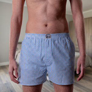 Boxer long bleu à motif écossais tissé pour homme, sous-vêtement ajusté sur mesure - Product Image 2