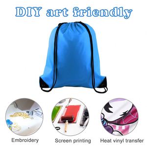 Hot Sale Large Capacity <b>Waterproof</b> Nylon Backpack Portable Foldable Blue Polyester <b>Drawstring</b> <b>Bag</b> With Your Own Logo - Product Image 4