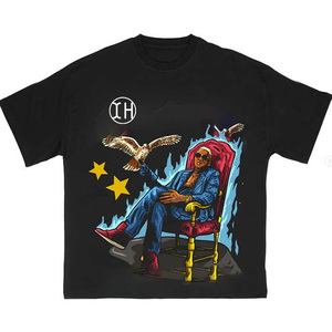 Kaos Custom Heavyweight 100% Katun dengan Cetakan Grafis, Model High Street Oversize Boxy Fit untuk Pria - Product Image 3