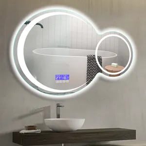 Daire otel projesi dekoratif çift yuvarlak çerçevesiz banyo tuvalet Defogging kombine akıllı ayna ile LED ışık ayna