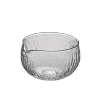 Bol en verre texturé transparent Newell pour thé matcha avec bec verseur, accessoires de matcha de qualité alimentaire, support pour fouet en verre
