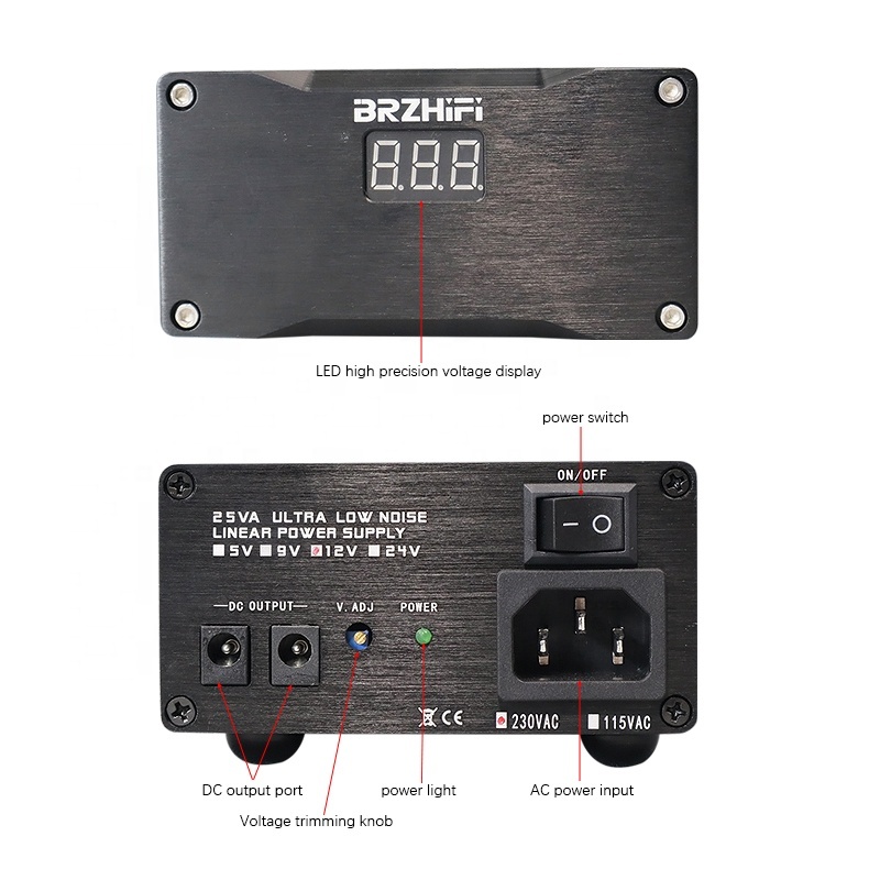 BRZHIFI リニア安定化電源 25W デュアル出力 DC 5V 12V 24V Hi-Fi