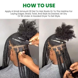 개인 라벨 블랙 피마자 오일 강한 스타일링 헤어 젤 가장자리 제어 비 기름기 브레이드 헤어 왁스 - Product Image 5