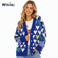 Cardigan en tricot jacquard d'hiver personnalisé pour femmes Winday, cardigan long, pulls pour femmes, pulls grande taille pour femmes, coton