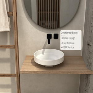 Fabricant de lavabos, design unique, lavabo en céramique blanche émaillée à poser sur le comptoir, pour salle de bain, villa et hôtel - Product Image 2