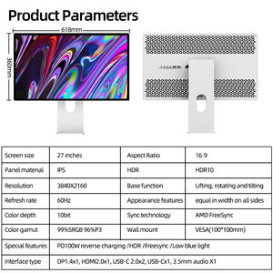 Kuycon Monitor LCD Tampilan 27 inci, Monitor game PC Desktop tampilan 27 inci resolusi 2K 4K 5K 60HZ - Product Image 6