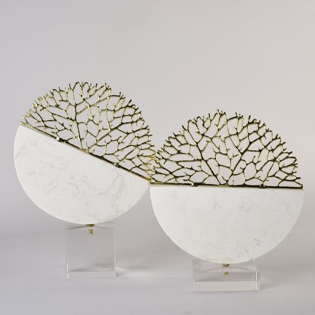 Modern Art Home Decoration Light Luxury TV Cabinet Trendy Marble Crafts Money Tree Ornament for Desktop Decorative Objects